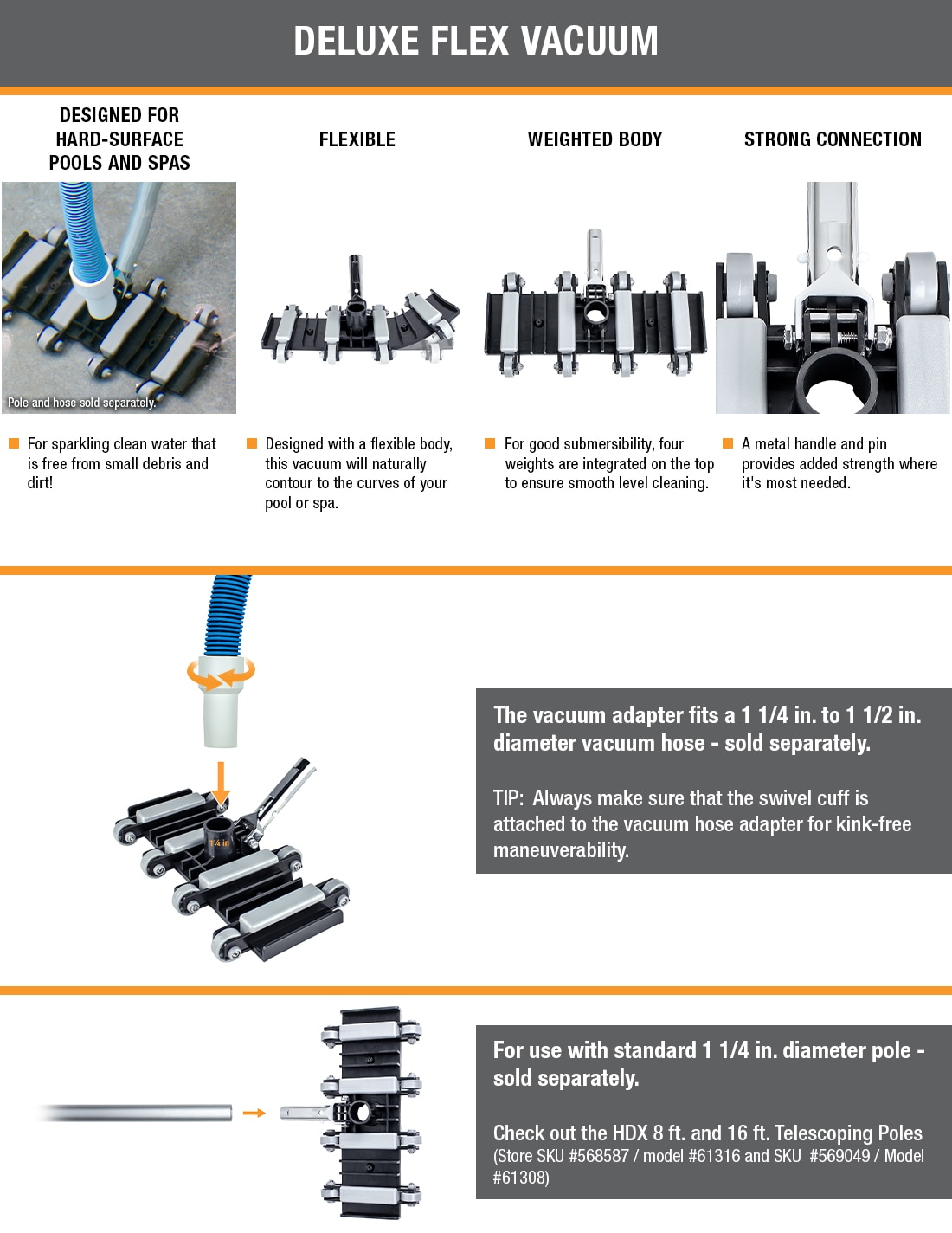 HDX Deluxe Flexible Swimming Pool and Spa Vacuum Head 67310 The Home